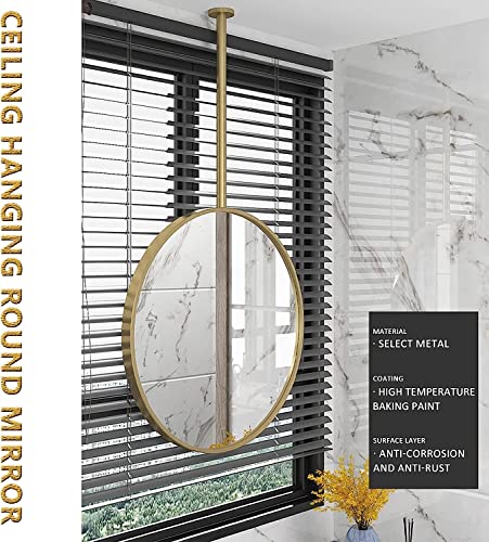 Miroir rond suspendu doré 40cm avec perche de fixation stable - 3