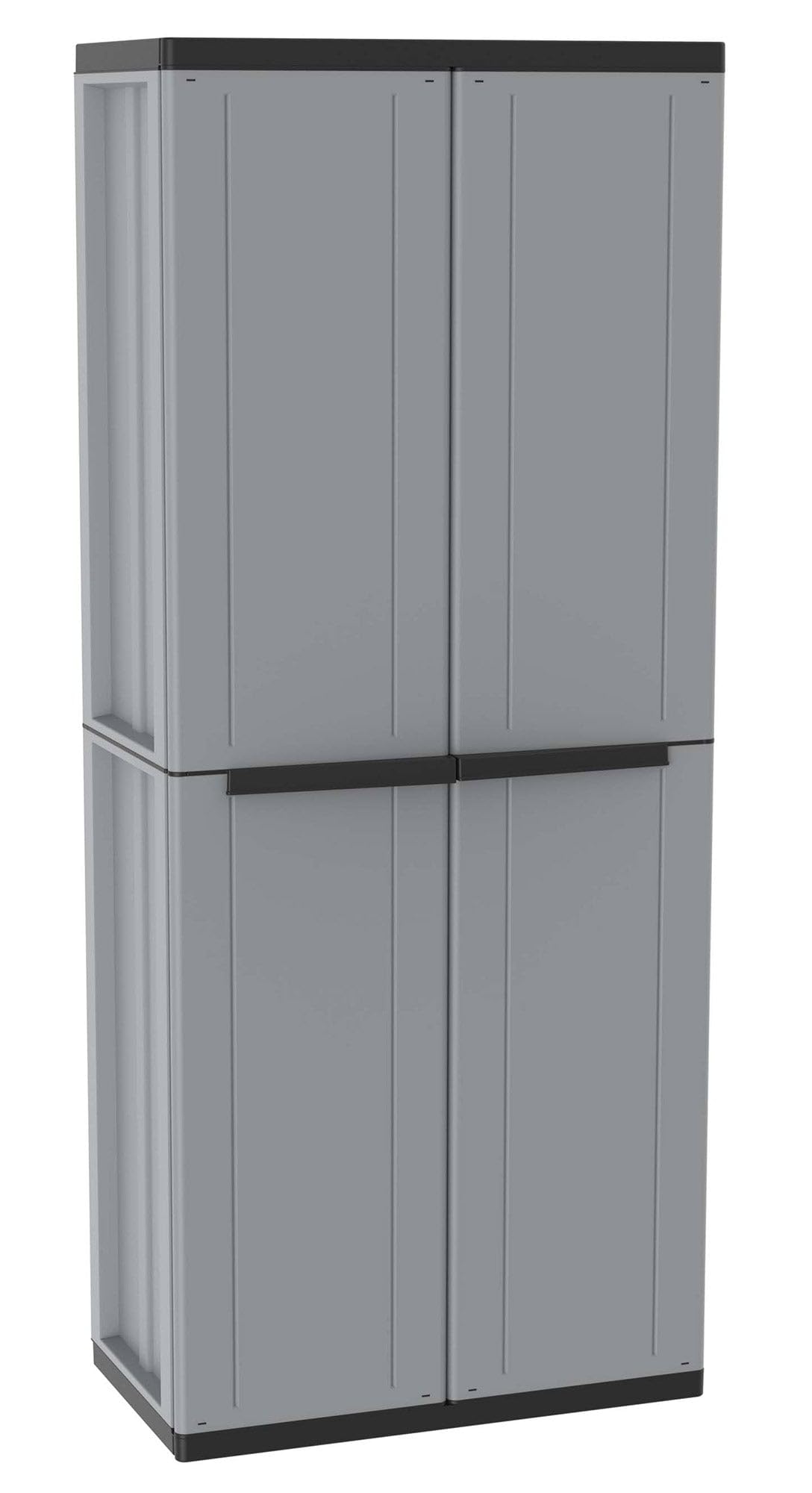 Bonussi Armadio Portascope Modulare da Esterno 68x37,5x163,5 cm 2 Ante 4 Ripiani in Polipropilene Jline Grigio e Nero