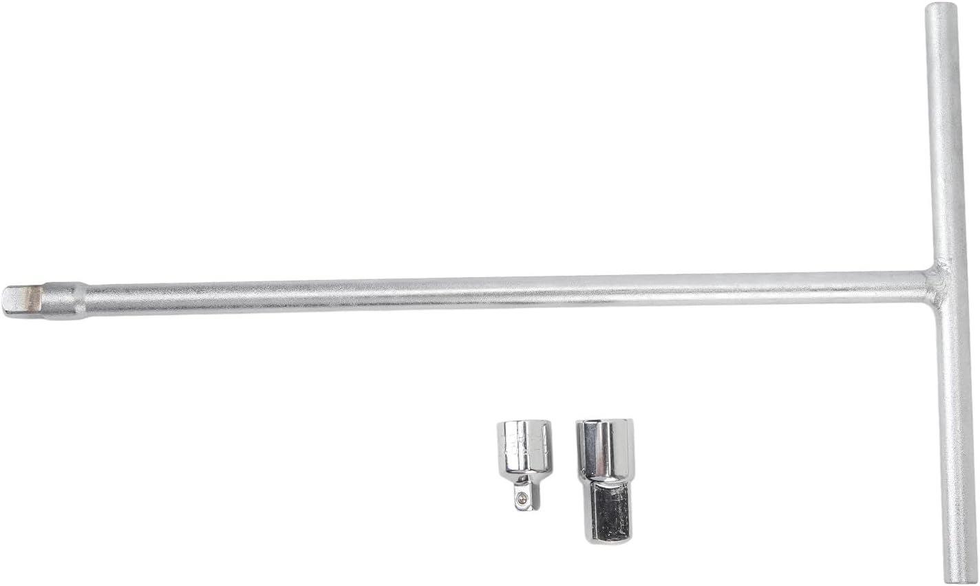 Qiilu T Handle Drive, 3/8in Drive T Handle Wrench with 1/4in 1/2in Adaptors Effort Saving Chrome Vanadium Steel T Handle Socket Holder