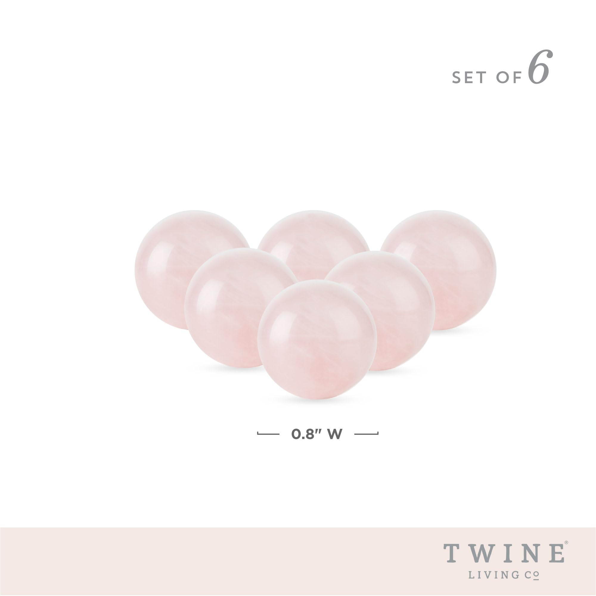 Twine Rose Quartz Wine Gems, Pink Drink Chillers, Real Polished Rose Quartz Stone Spheres, Whiskey Stones, Pink, Set of 6 — Amazon image 3