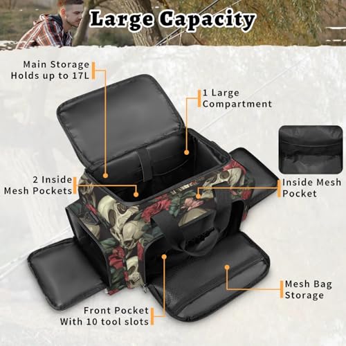 Anti-Scratch Duffle Bag for Travel 25x17.7x11.2 Inch - Waterproof Duffel Bag for Camping Fitness, Durable EMS Gear for First Responders Rose Skull4