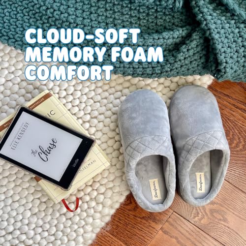Image of Dearfoams Women's Lightweight Memory Foam Indoor House Slipper Darcy Velour Clog with Wide Widths