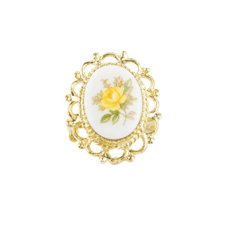Mytoptrendz Women's Gold Mytoptrendz® Vintage Style Yellow Rose Floral Design Brooch Pin Plated Cute Fashion Jewellery