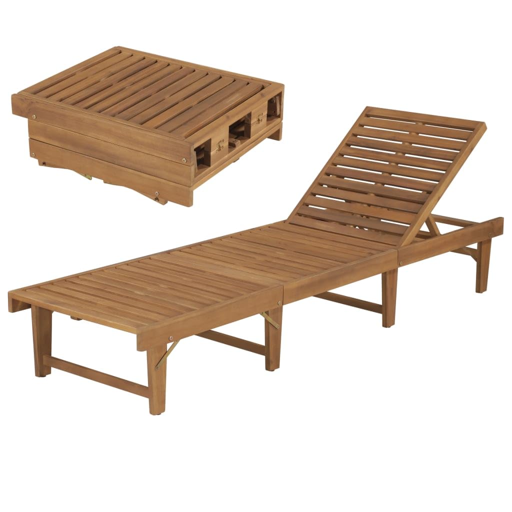 vidaXL Lettino Prendisole Pieghevole Rustico Sdraio Spiaggia Sedia a Sdraio Lettino da Giardino Arredamento Patio Esterni Massello Acacia