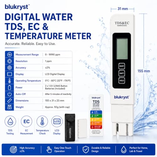 Image of TDS & EC Meter for Water Testing 0-999 ppm LCD Display Temperature Reading | EC| Temperature Meter | TDS For Water Testing Best Quality With ±2% High Accuracy | TDS & EC For Water Quality Tester
