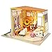 Produktbild DIY Holz Haus Kit,Häuser für Minipuppen,DIY Miniatur Loft Puppenhaus Kit Realistische Mini 3D Holzhaus Zimmer Spielzeug mit Led-leuchten Staubschutz (B)