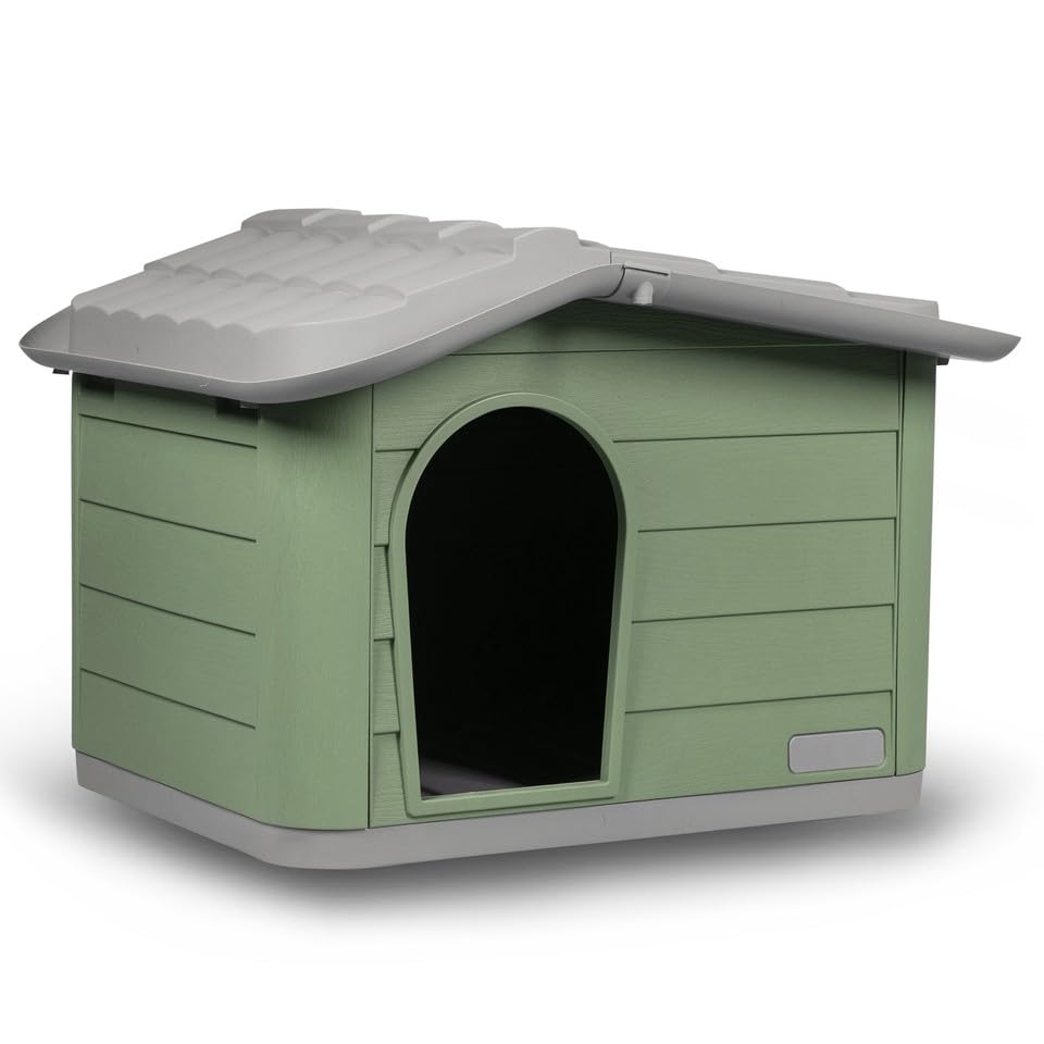URBNLIVING Plastic Dog House for Small Medium Dogs, Durable Indoor Outdoor Pet Kennel Shelter, Easy Wipe Clean Surface, Air Ventilation Portable, Weather-Resistant, 2 Sizes