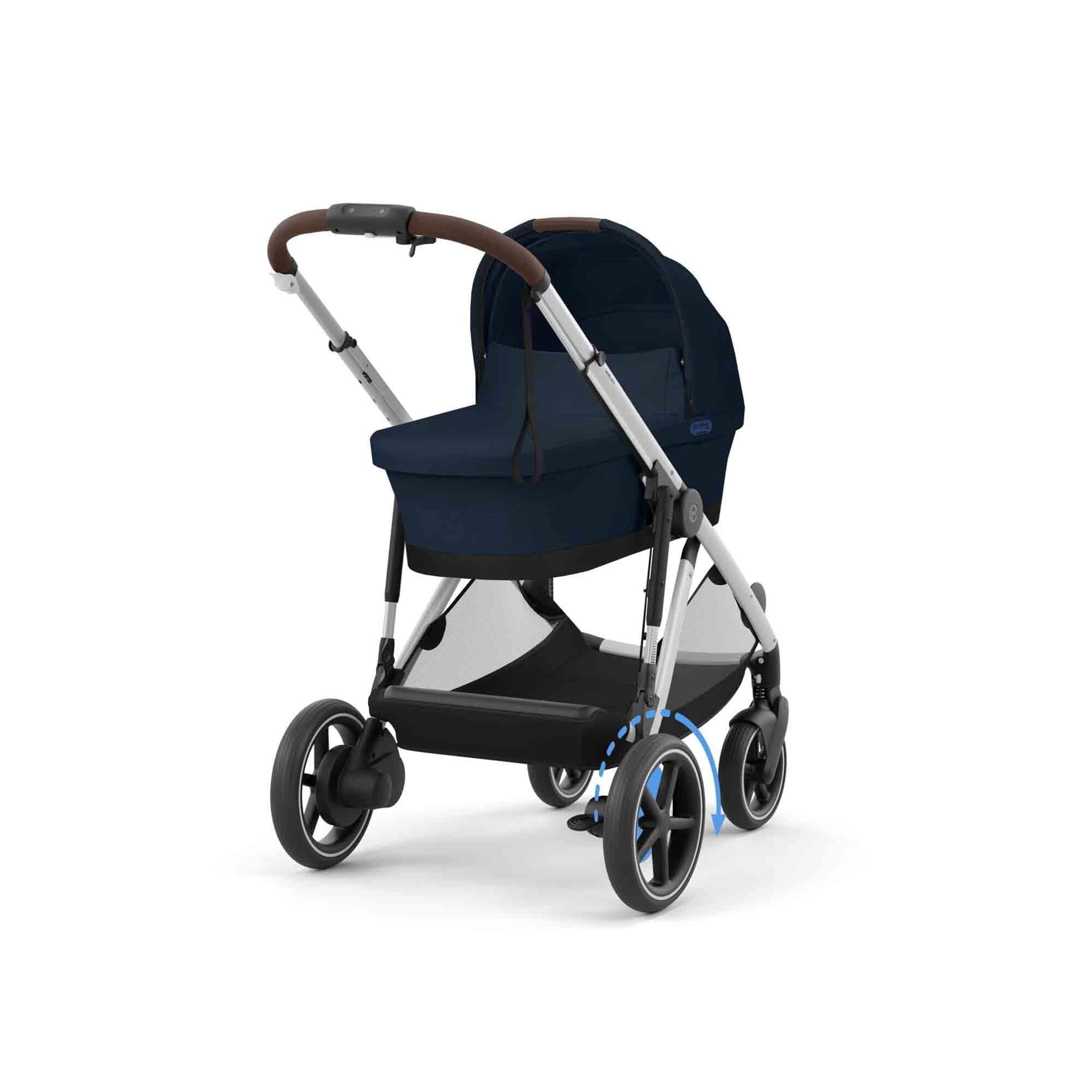 CYBEX Poussette Gold e-GAZELLE S, de la naissance à environ 4 ans, max. 22 kg (mode simple) / 2x 22 kg (mode duo), système tout-en-1 avec propulsion électrique et 20+ configurations, bleu océan