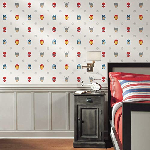 RoomMates RMK11187RL Avengers Character Spot White Peel and Stick Wallpaper