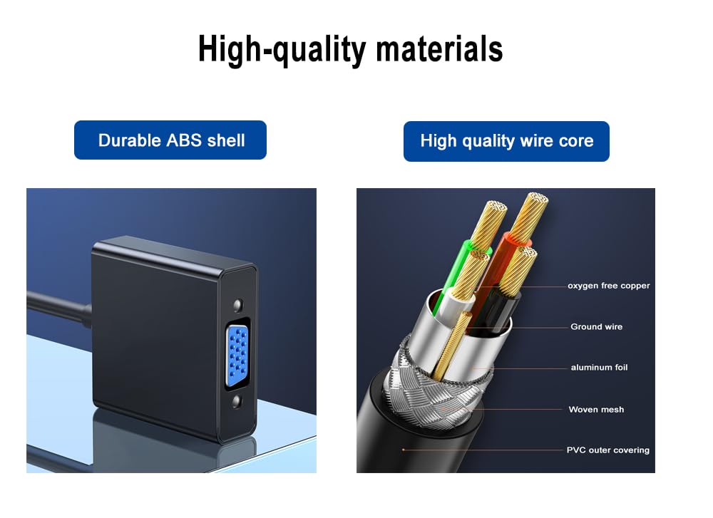 Adattatore HDMI a VGA, Unidirezionale HDMI Computer a VGA Monitor, con Interfaccia Audio/Alimentazione e cavo, Compatibile con Computer, Laptop, Monitor, Proiettore, HDTV, Chromebook