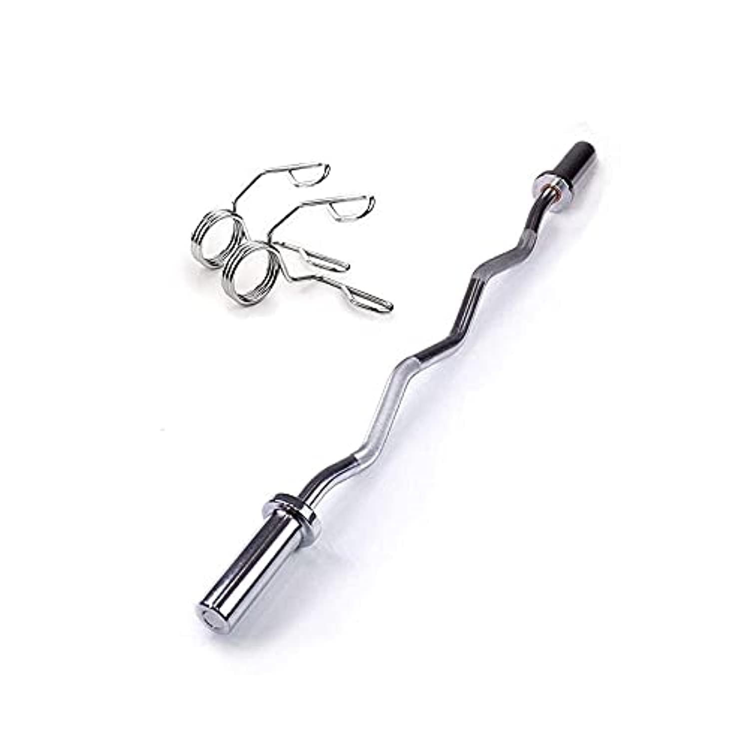 Standard Olympic Super Curl Barbell Bar for Weightlifting Training, Exercise and Workout Solid EZ Curl Chrome Handle Bar Threaded Spring Collar Hollow Bar (4 Feet)