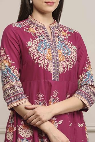 Image of Biba Printed Cotton Kalidar Casual Kurta With Palazzos