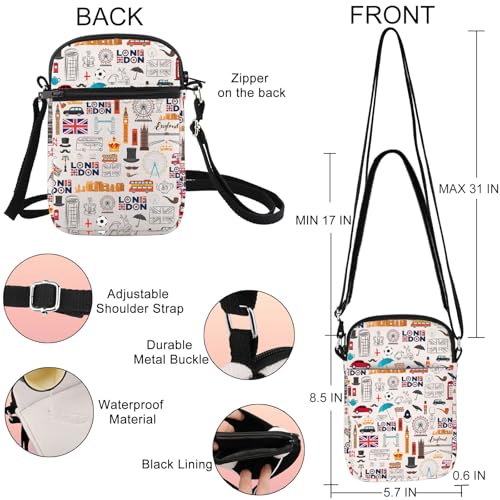 JNIAP London Crossbody Bag London Trip Gift London Travel Purse London Shoulder Bag London Crossbody Purse2