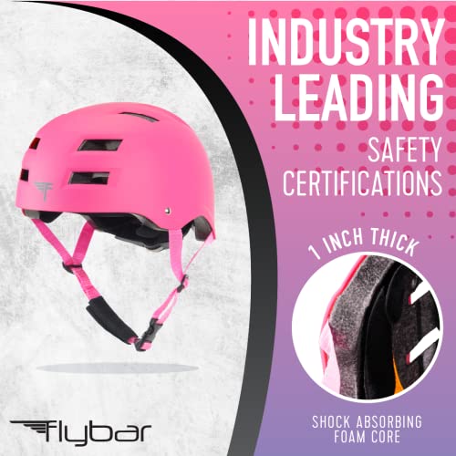 Flybar Bike Helmet- Multi Sport Dual Certified Adjustable Dial, Skateboard Helmet, Roller Skating, Pogo, Electric Scooter, Snowboard, Boys And Girls Kids- Adults Helmets (Pink,M-L) #TOP1