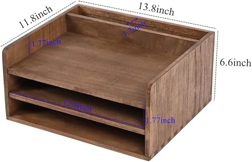 Miniatura 5 de Organizador de escritorio para almacenamiento de carpetas de archivos con 3 bandejas de papel y 1 compartimento vertical, estante organizador de