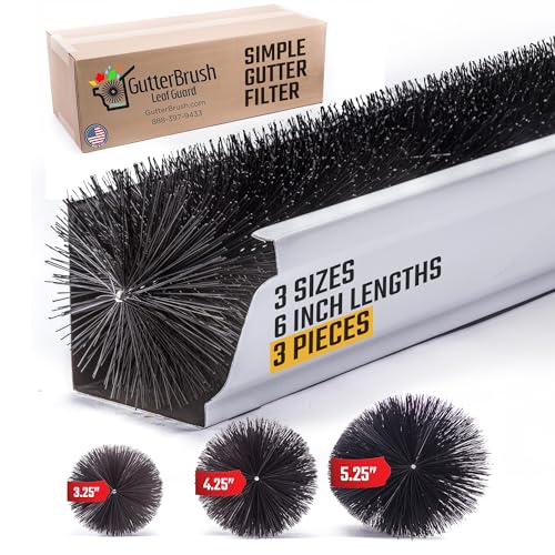 GutterBrush Gutter Guard 3-Size Sample Pack – 6 Inch Lengths - DIY Leaf Filter, No Tools Needed - 3.25