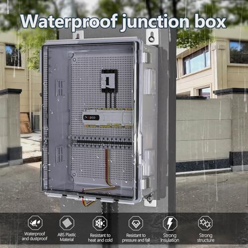 Image of ABS Electrical Junction Box, Ventilated Design, Cable Grommets, IP65 Waterproof Enclosure, Indoor /Outdoor Use with Mounting Panel (Clear Cover, 19.7 inchx15.7 inchx7.9 inch)