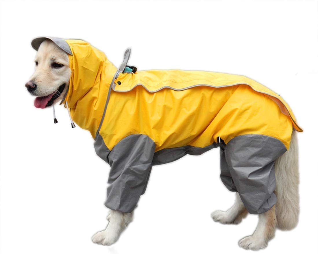 Imperméable chien 4 jambes jaune protège votre compagnon sous la pluie taille 24