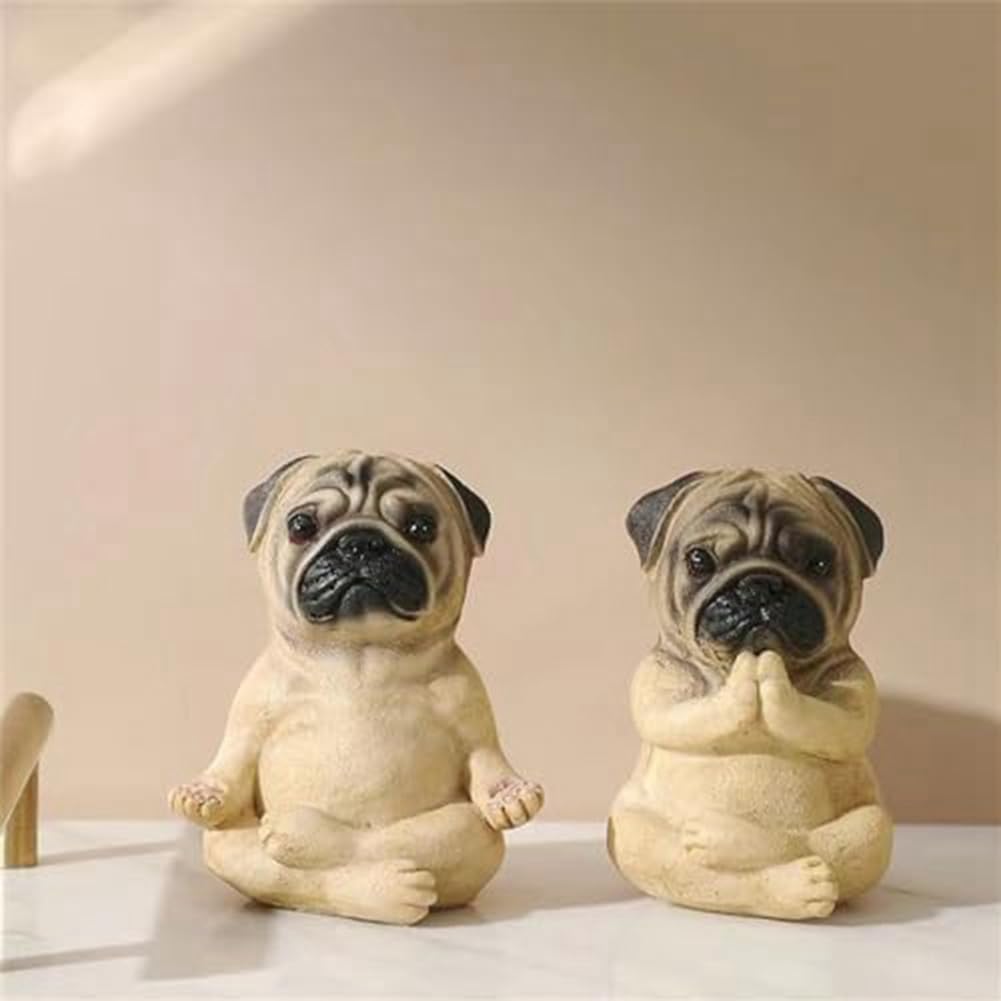 Amazon.co.jp: Atoeyal パグ像室内装飾、ヨガ座りパグ子犬置物、パグ