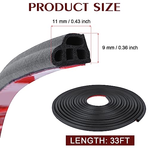 Image of Car Weather Stripping Self Adhesive 33Ft Double Layer L Shape Automotive Soundproofing Weatherstrip Adhesive Universal Car Door Rubber Seal Strips with Adhesive Backing for Car RV Truck Doors Window