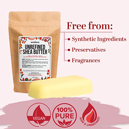 Better Shea Butter Raw Shea Butter | African, Unrefined, 100% Pure | Skin Moisturizer | For Face, Body, Hair And For Soap Making Base And Diy Whipped Lotion, Oil And Lip Balm | 8 Oz Block #TOP3