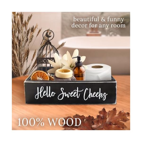Bathroom decor box double sided print with hanging sign toilet tank basket farmhouse bathroom decor toilet paper holder countertop organizer storage  urban country home decor
