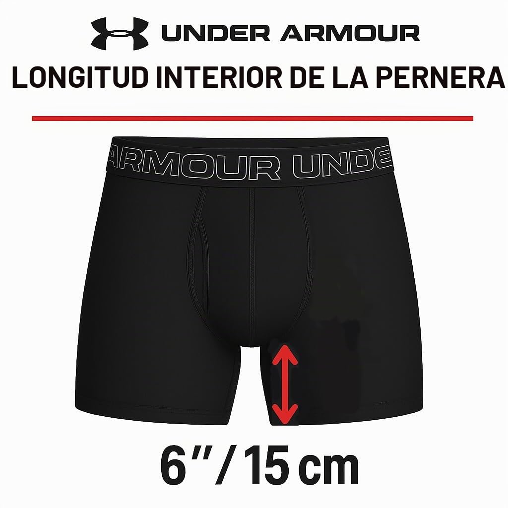 Under Armour Pack de 3 Bóxers Tech Performance para Hombre, Largo de Pierna de 15 cm – Transpirable, Absorbe la Humedad, Tacto Suave, Comodidad Todo el Día