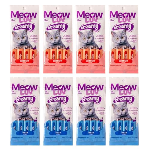 Meow Luv Lickable Cat Treats, Salmon & Tuna, 0.5 oz Tubes, 10 Count