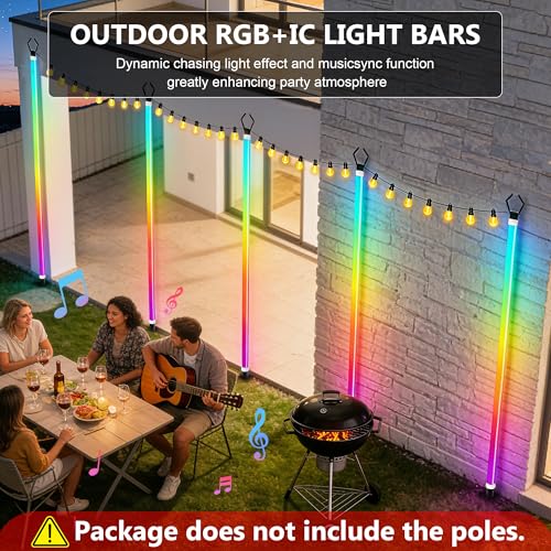 Image of AILBTON 2-Pack 6.6FT RGB+IC Neon Ambient Light for Poles,Outdoor Clip-on Chasing Effect Lighting, Waterproof Neon Atmosphere Lights for Patio Outdoor Living Camping Party