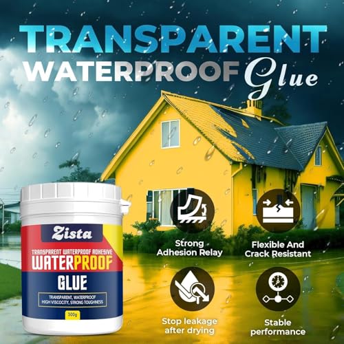 Image of Crack Seal Glue 300gm with Brush | Transparent Waterproofing Glue for Roof Leakage, Pipes, Tiles & Walls | Epoxy Sealant Solution for Long-Lasting Leak Protection