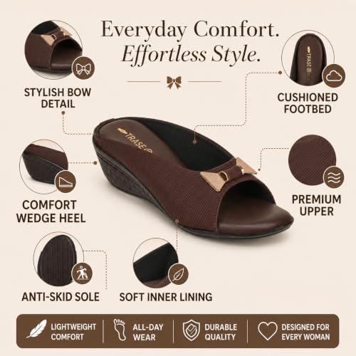 Image of TRASE Women's Fashion Sandals | Faux Leather Comfortable and Stylish Wedges | For Casual Wear & Formal Wear Occasions | For Women & Girls