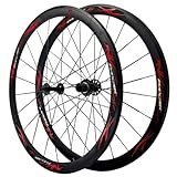 GEIRONV Juego Ruedas Bicicleta de Carretera 700C, 2 Rodamientos Delanteros Y Traseros 4 Freno C Freno V Llantas Doble Pared 20/24 Orificios Liberación Rápida for Cassette 7-12S(Red 1)