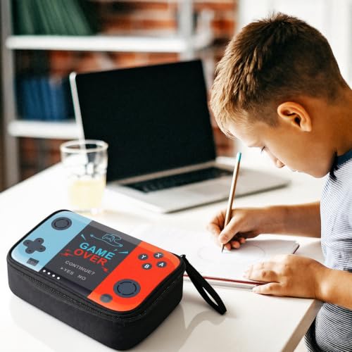Image of Gamer Pencil Case for Boys - Large Kids Pencil Pouch with 4 Compartments, Wide Zipper Opening, Durable Wipable Fabric Easy to Clean, Soft School Supplies Box for Grades 1-6, Fits All Gear