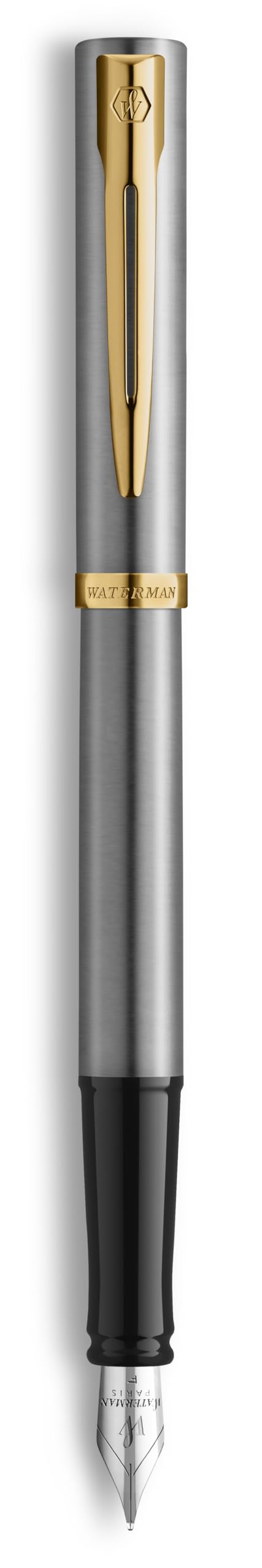 Waterman Impression Füllfederhalter mit Gravur – Personalisierter Premium-Füller – Eleganter Schreibstift Geschenk für Männer & Frauen – Blaue Tinte (Stainless Steel GT)