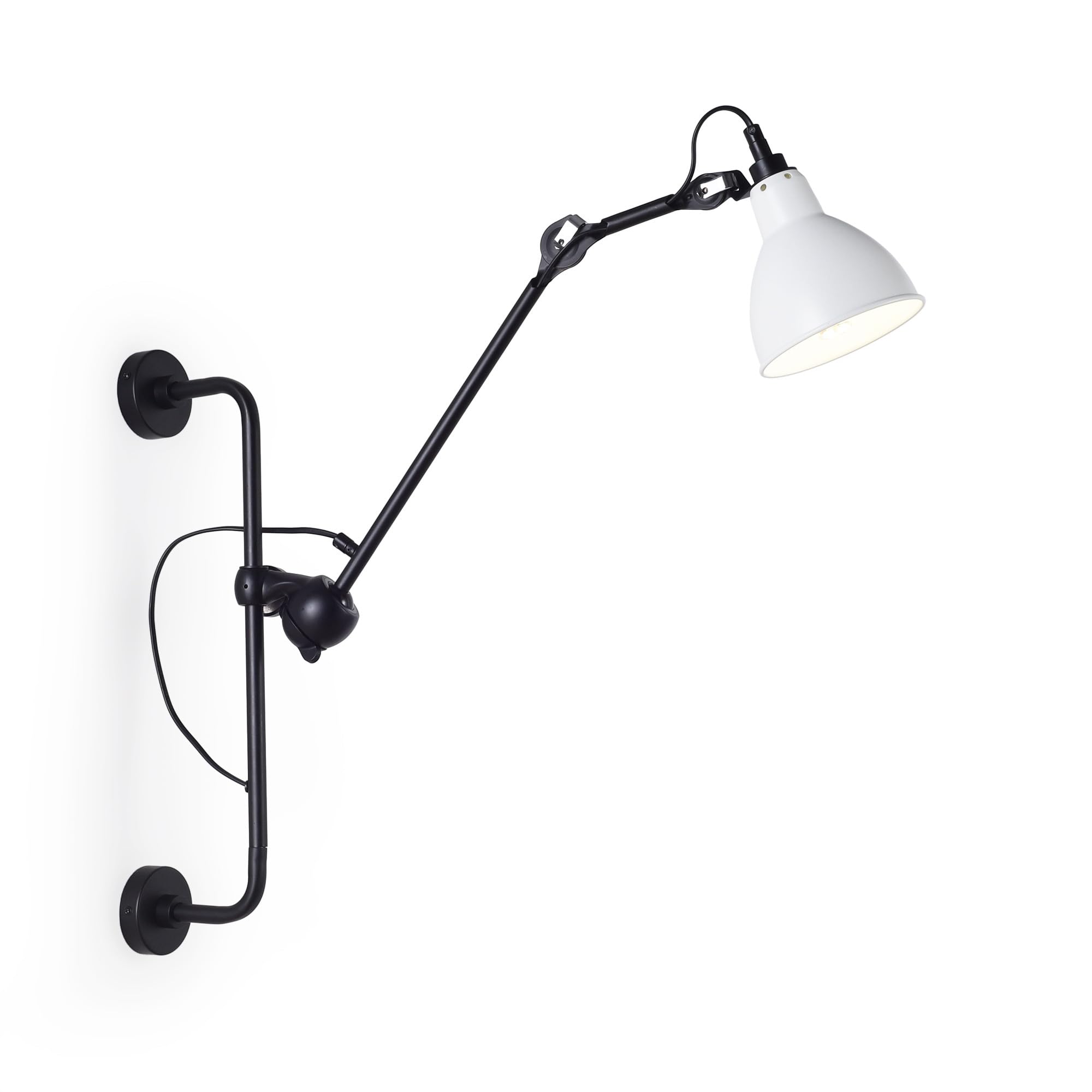 Aplique de pared articulado industrial RUBY 210 con enchufe E27, lámpara de pared orientable 360°, brazo ajustable estilo loft para dormitorio, estudio, oficina, salón o restaurante