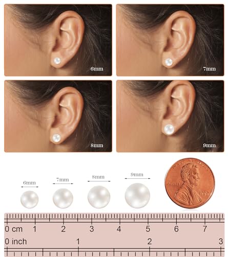 Pearl Stud Earrings for Women, Handpicked Freshwater Pearl Hypoallergenic Gold Vermail Sterling Silver Earring Studs4