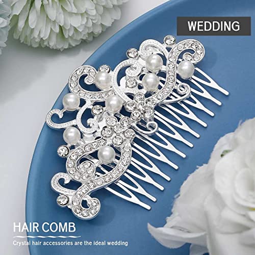 Yean Decorative Bride Wedding Hair Combs With Rhinestones Bridal Hair Accessories For Bridesmaids (Silver) #TOP7