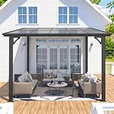 AECOJOY 10' x 8' Gazebo for Patio, Small Wall-Mounted Lean to Gazebo Pergola with Roof (80 Sq.Ft Shaded) on Clearance, Hard Top Heavy Duty Awnings for Decks, Backyard and More