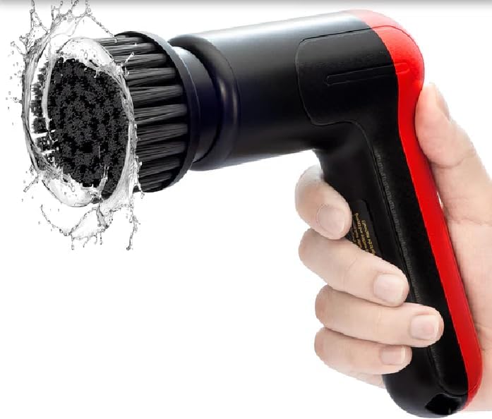 Cordless Electric Spin Scrubber Rechargeable Power Scrubber for Bathroom & Kitchen Cleaning – 2-Speed (180/240 RPM) Deep Cleaning Brush Tool with 5 Replaceable Heads – Tile, Tub, Sink, Shower Cleaner