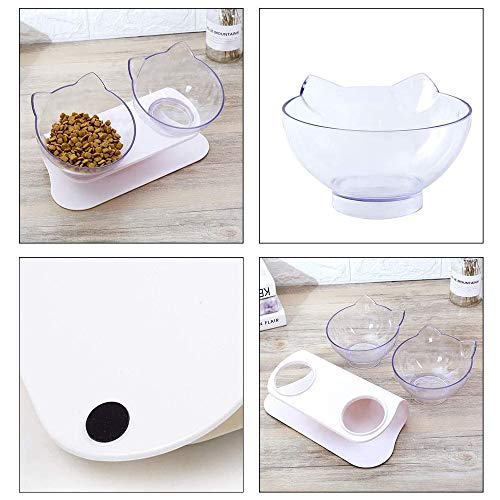 WELLXUNK Katzen Fressnäpfe, Doppelter Futternapf 15°Neigbar, Transparent Katzenfutter Und Futternapf für Katzen mit Erhöhtem Ständer, für Katzen Und Kleine Hunde (Transparent) - Image 5