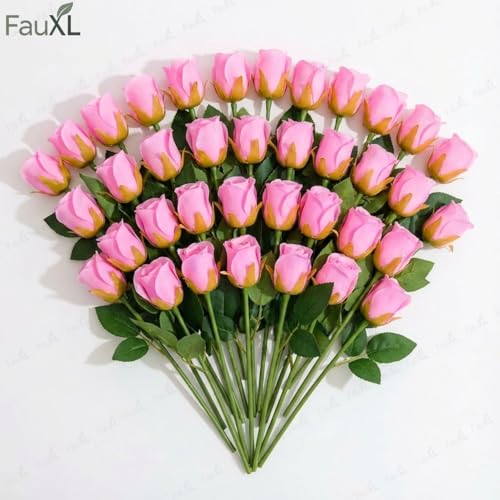 Image of Set of 24 Pcs Artificial Rose Flowers Bunches for Vase - Home Decoration Gift Items for Living Room Corner Table Top Bedroom Wedding (Pot Not Included) - 24 CM (Pink-Purple)