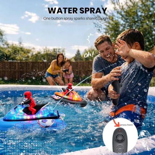 BuxxyBud Remote Control Boat for Pool with Inflatable Bumper Rechargeable Battery 700mah，Light Up & Water Spray RC Boat for Kids 8-12 Years Summer Water Toy Blue — view 5