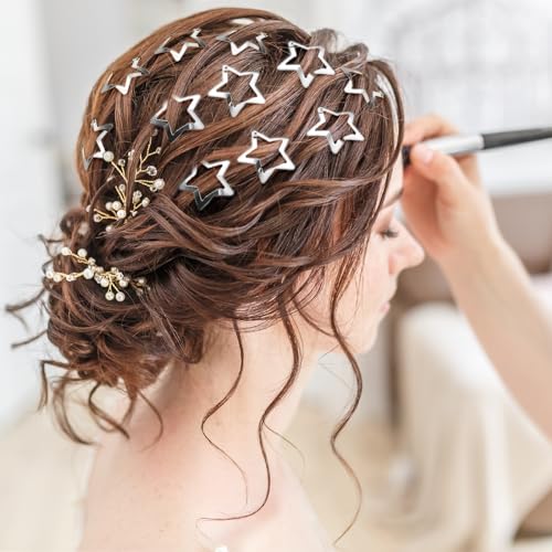 Wllhyf 558280_1_IKPR4S05 20 Pieces Metal Snap Star Hair Clips For Girls No Slip Star Hair Barrettes Silver Cute Hollow Out Drop-Shaped Star Meteor Hairpin Headpieces Hair Accessories thumb #5
