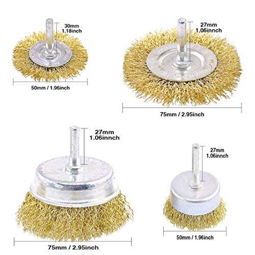 14-Wire-Wheel-Brushes-Kit-for-Drill-Esoca-Brass-Coated-Wire-Cup-Brush-Set-with-14-Inch-Shank-Wire-Drill-Brush-Set-Perfect-for-Removal-of-Rust-Corrosion-Paint