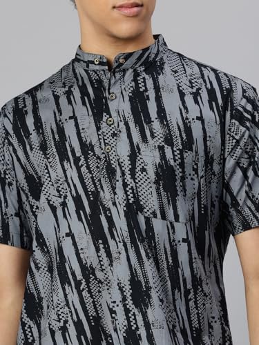 Image of Majestic Man Men Slim Fit Ethnic Motifs Cotton Printed Half Sleeve Short Kurta