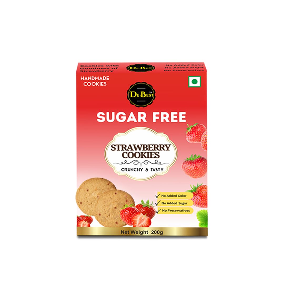 De Best Sugar Free Strawberry Cookies | Premium Handmade Cookies | No added Color | Eggless Cookies | Tasty & Crunchy | 200g (B0CKBTLNXV) Amazon Price History, Amazon Price Tracker