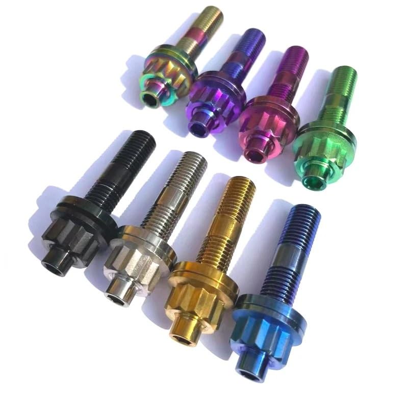 Zkensh-Bolts Gr5 TI6Al4Vi M10x1.25x55mm Titanium Alloy Automotive Exhaust Manifold Stud Bolts Nuts Washers Kit Set, 6PCS, Widely Used(Gold,M10x1.25x55)