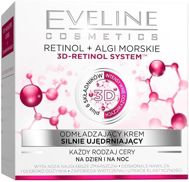 EVELINE COSMETICS Creme facial com retinol e algas marinhas para uso diurno e noturno, 50 mL