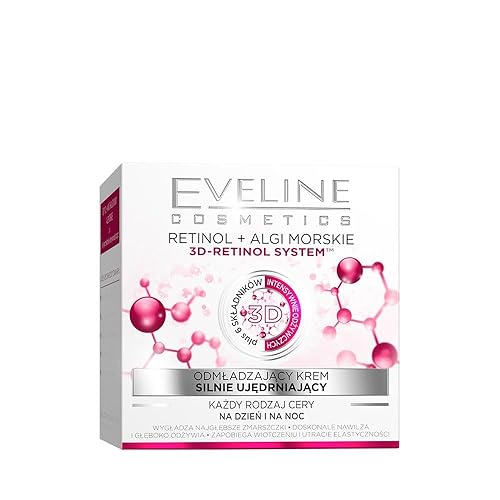 Eveline Cosmetics Nature Line 3D Retinol y algas marinas Crema rejuvenecedora intensamente reafirmante crema de día y noche, reduce arrugas, líneas
