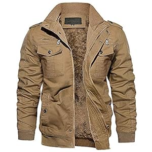 EKLENTSON Men's Thick Thermal Winter Jacket with Multi Pockets Zip Front Fleece Lined Military Jacket for Men